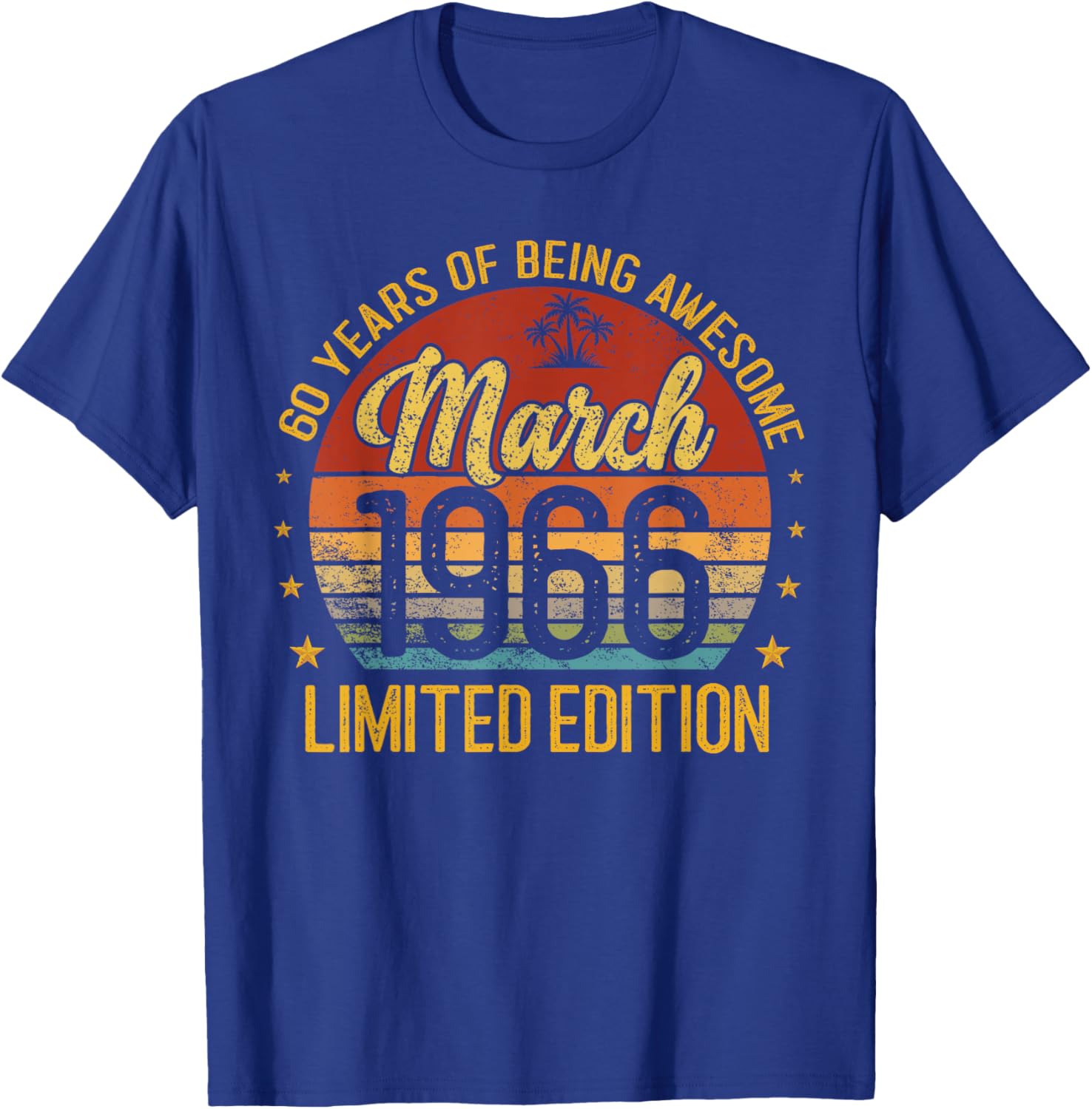 Retro March 1966 Limited Edition 60-Year-Old 60th Birthday T-Shirt - T-Shirt | Royal