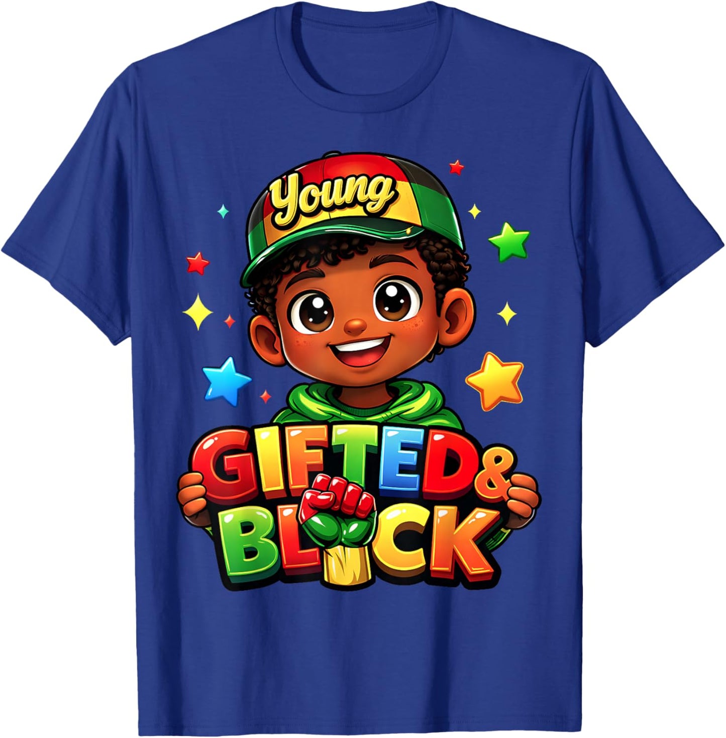 Young Gifted & Black History Month African American Boy Kids T-Shirt - T-Shirt | Royal