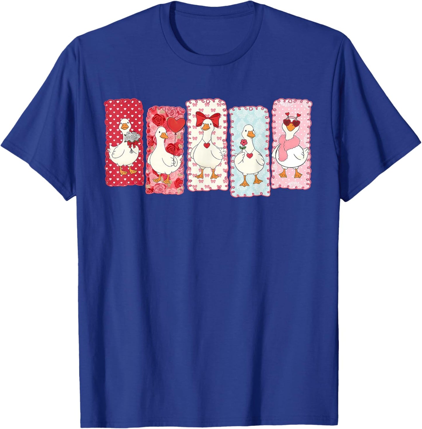 Cute Valentine Love Goose Portraits Coquette T-Shirt - T-Shirt | Royal