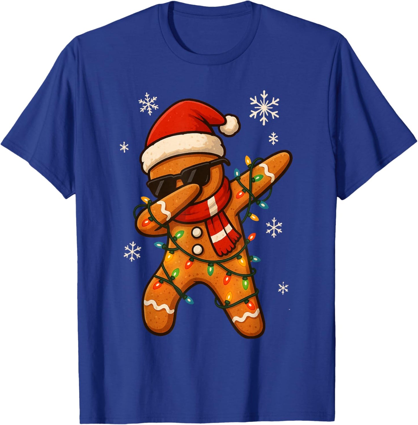 Dabbing Gingerbread Christmas Light Funny Xmas Dab Men Boys T-Shirt - T-Shirt | Royal