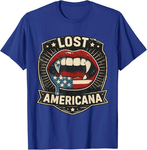 Lost Americana Vampire Patriotic Retro USA T-Shirt - T-Shirt | Royal