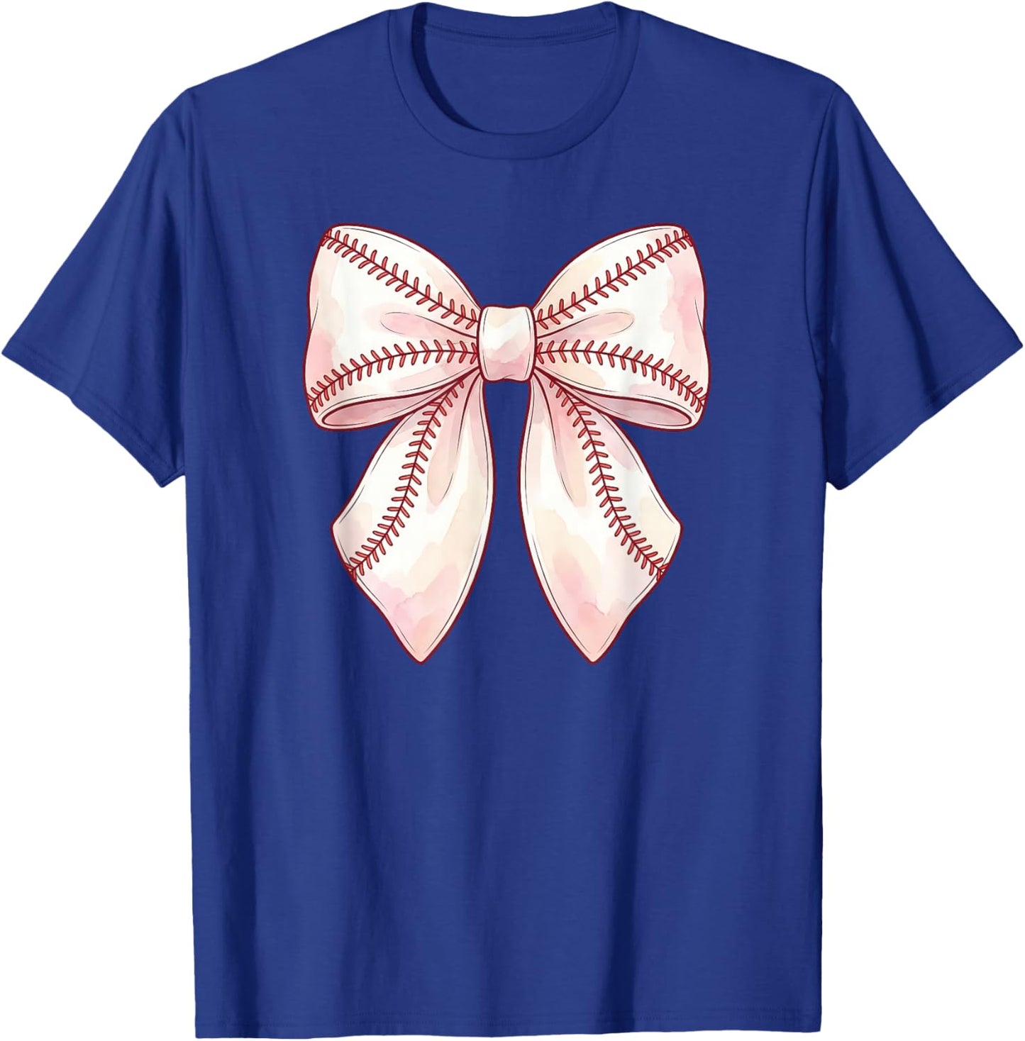 Cute Baseball Coquette Bow Men Women Girls T-Shirt - T-Shirt | Royal