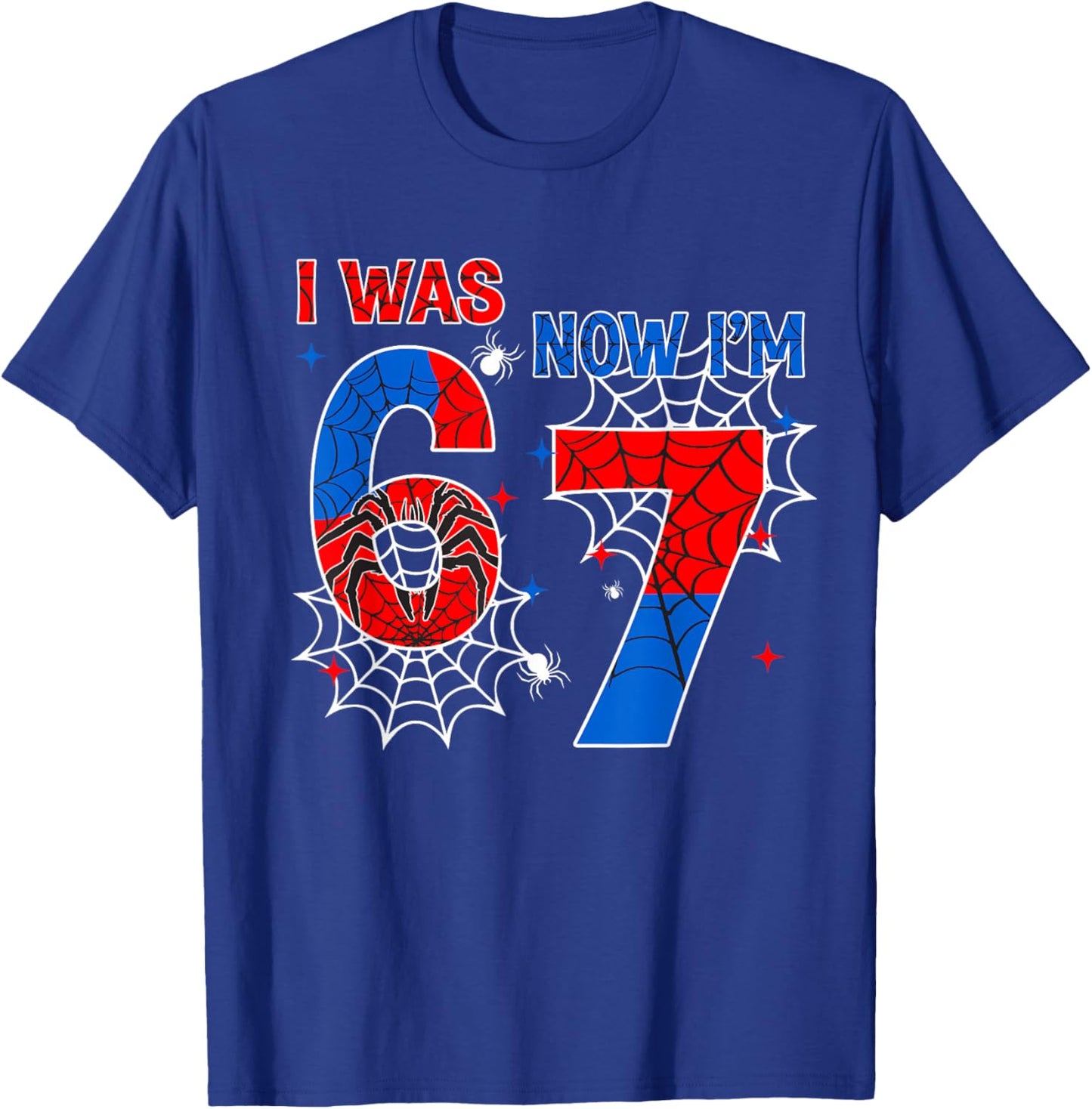 I was 6 Now Im 7 Spider Web Birthday Boys Gift Boy Kids T-Shirt - T-Shirt | Royal