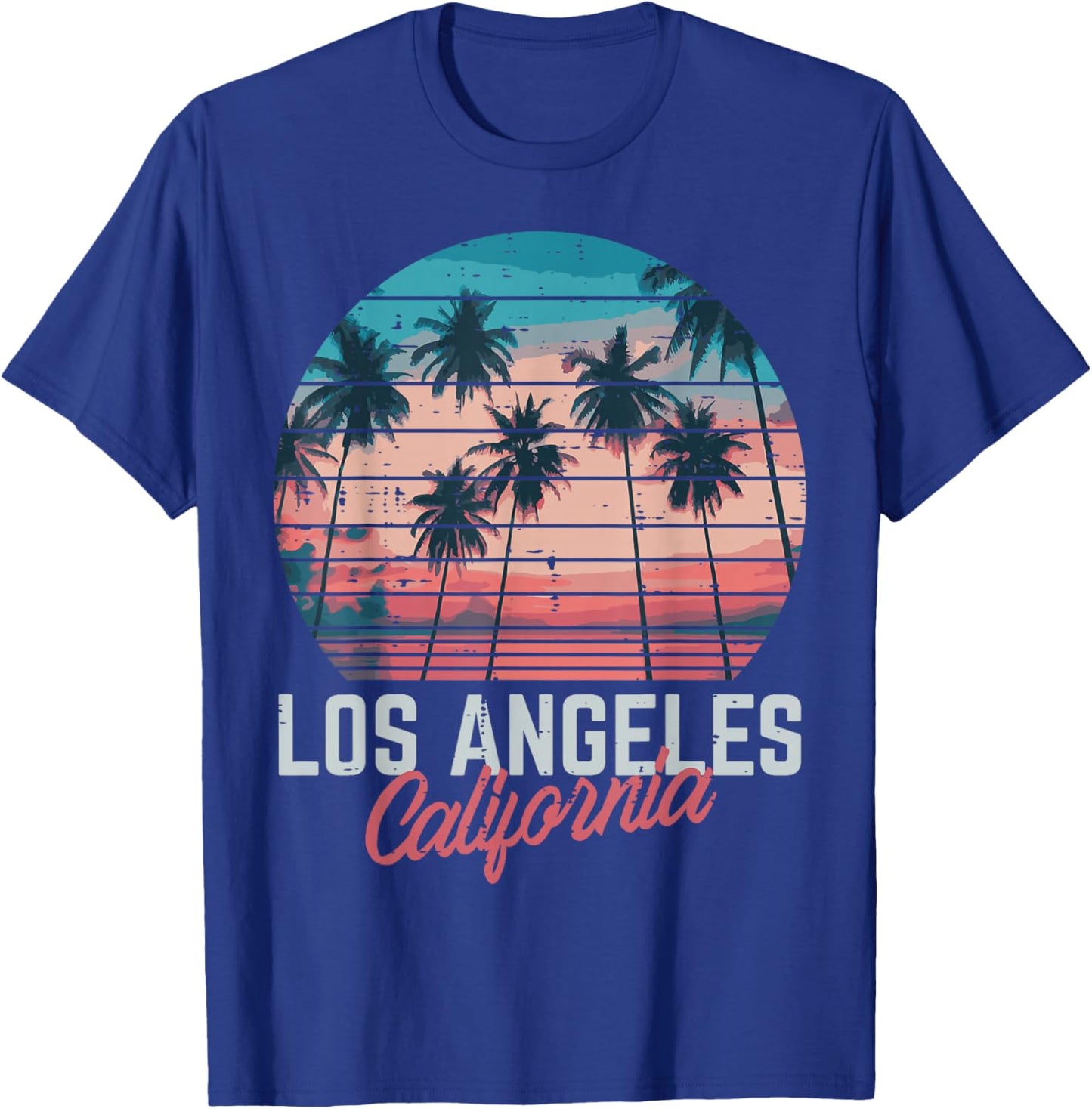 Los Angeles California Trees Retro Summer Vacation Men Women T-Shirt - T-Shirt | Royal