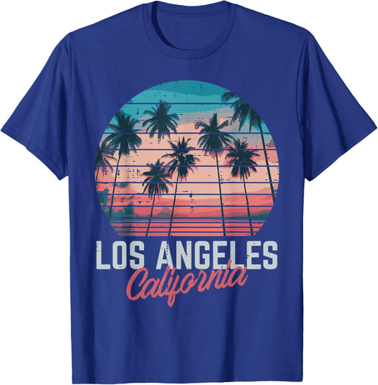 Los Angeles California Trees Retro Summer Vacation Men Women T-Shirt - T-Shirt | Royal