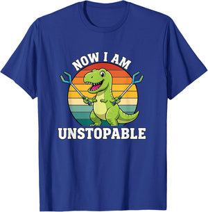 Mythical & Prehistoric Retro Now I Am Unstoppable Dinosaur T-Shirt - T-Shirt | Royal