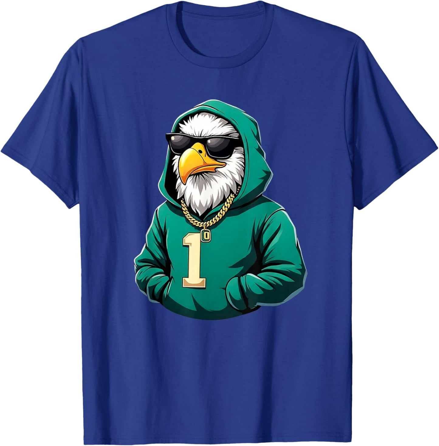 Vintage Eagle with Sunglasses Streetwear Graphic T-Shirt - T-Shirt | Royal