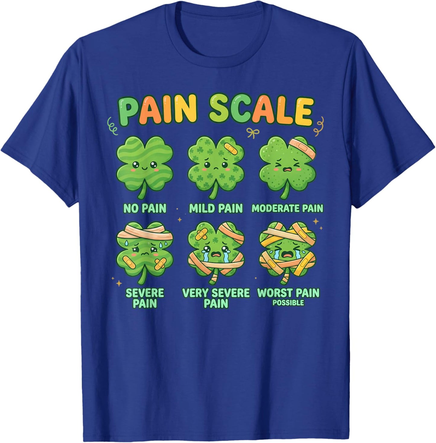 Pain Scale Shamrock Nurse St Patricks Day Pain Assessment T-Shirt - T-Shirt | Royal