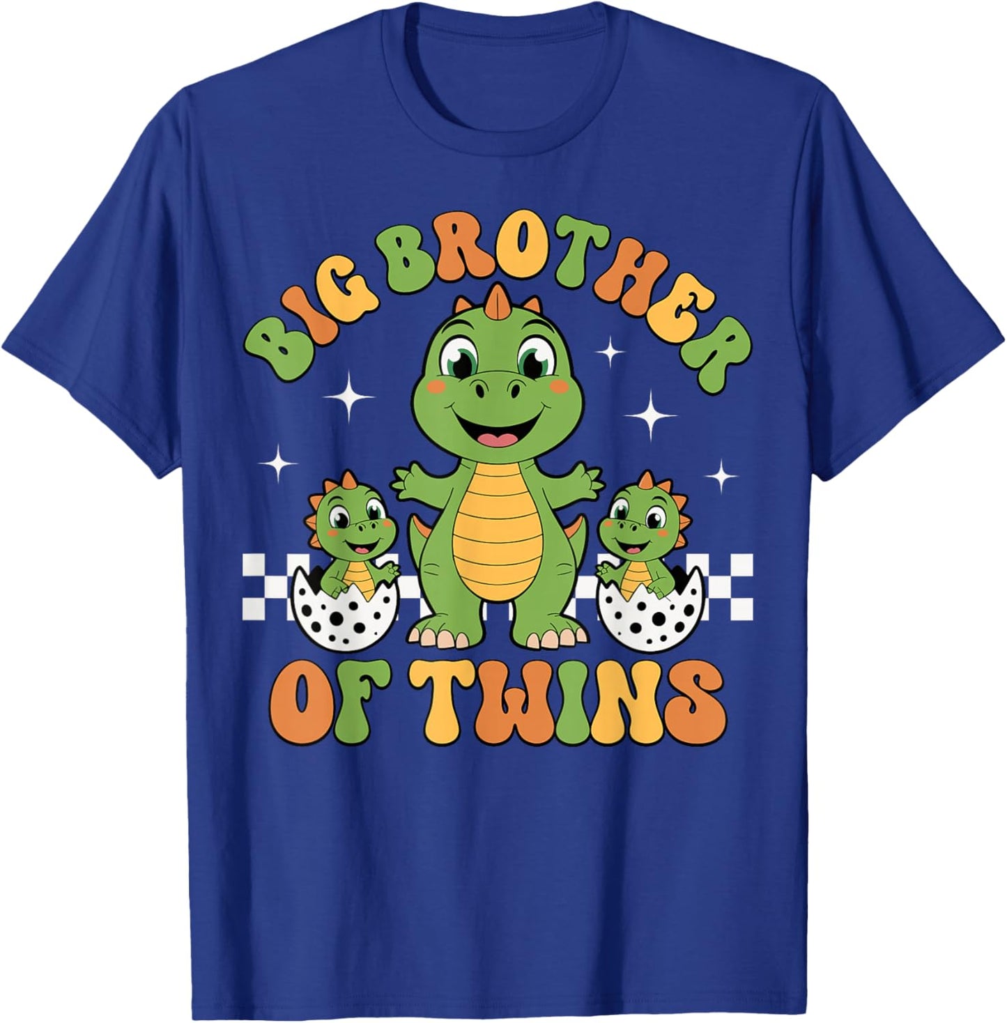 Groovy I'm Going to Be A Big Brother of Twins Dinosaur T-Shirt - T-Shirt | Royal