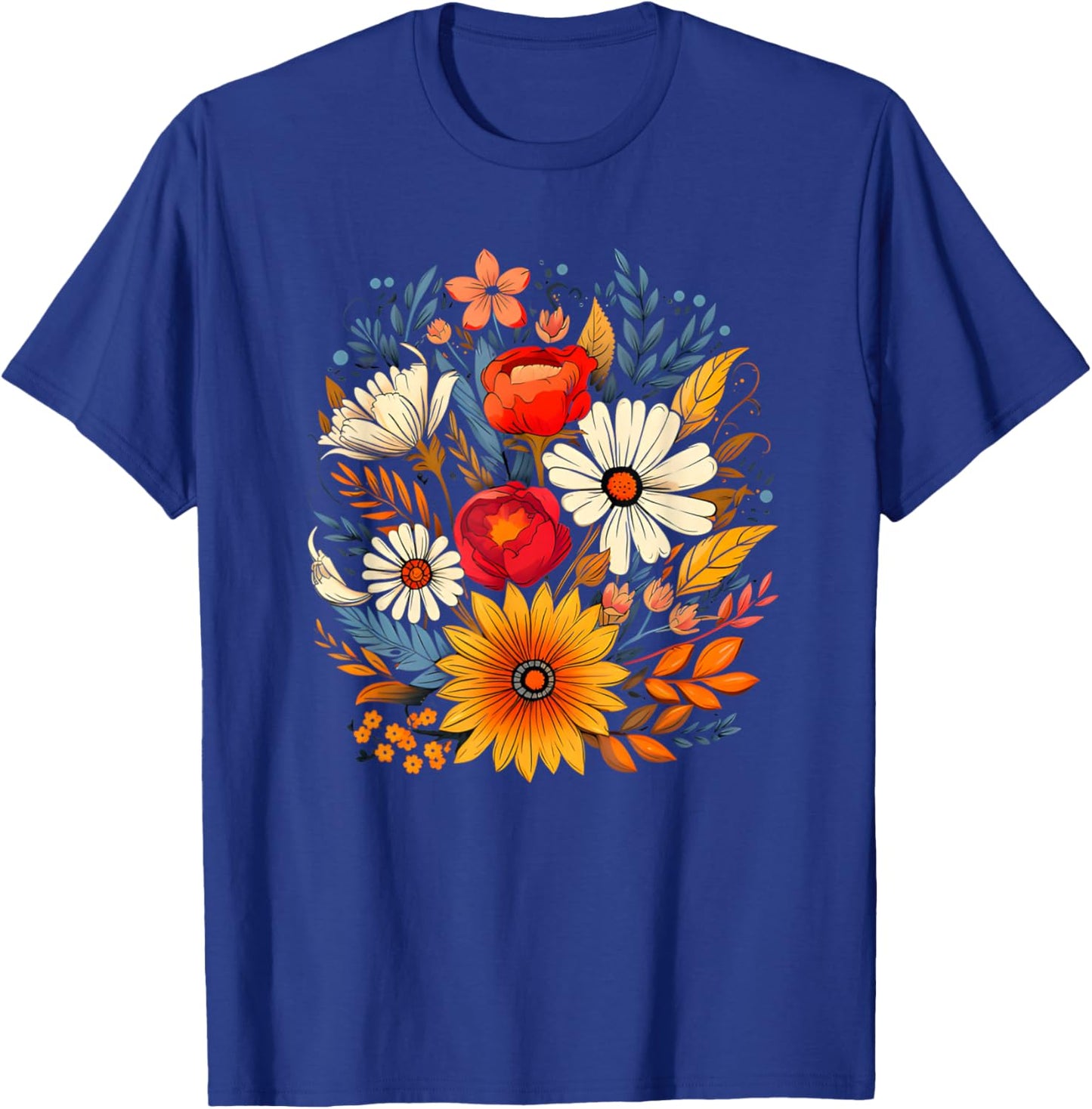 Floral Nature Flower Boho Wildflower Lover T-Shirt - T-Shirt | Royal