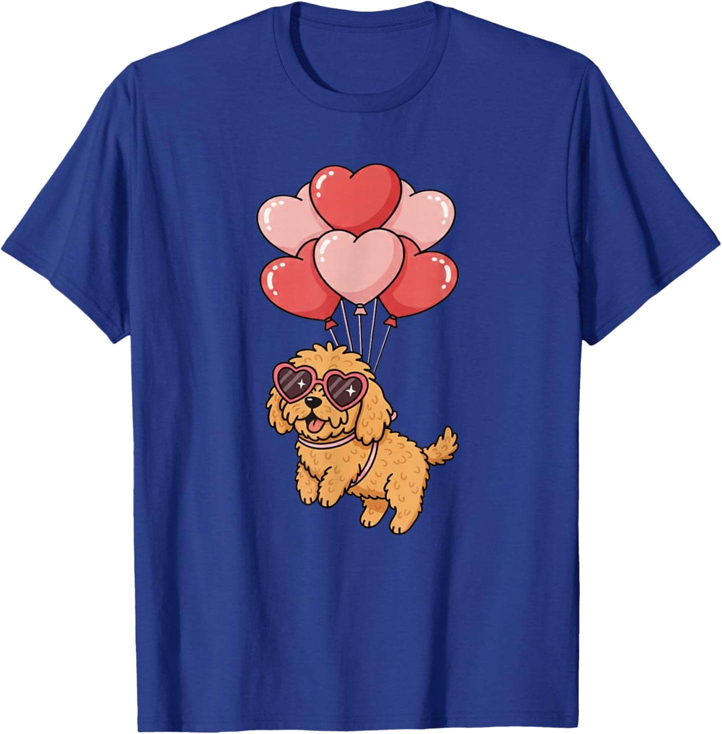 Funny Valentines Day Heart Balloons Goldendoodle Dog Lover T-Shirt - T-Shirt | Royal