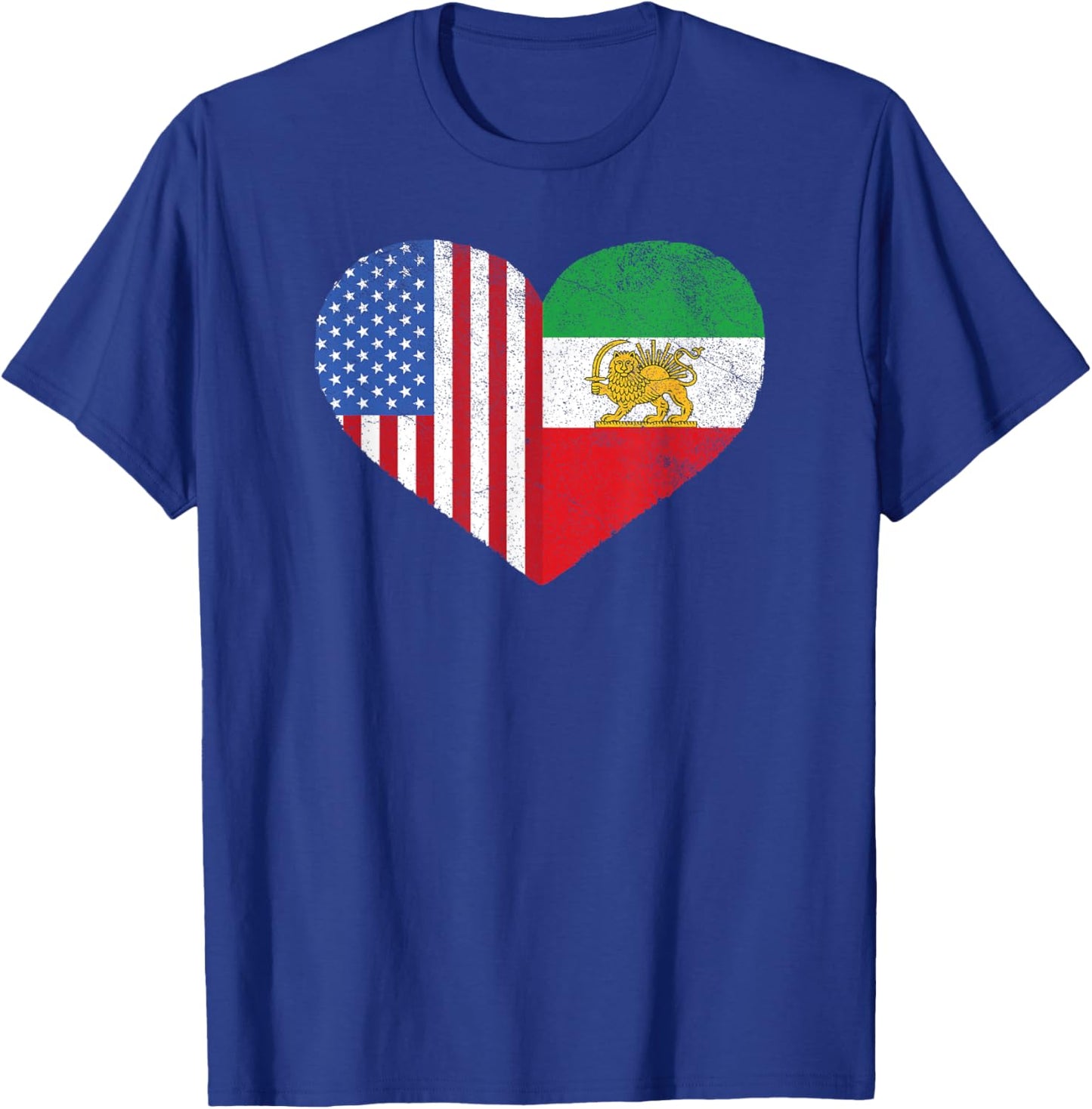 Persian American Flag Heart Persia USA T-Shirt - T-Shirt | Royal