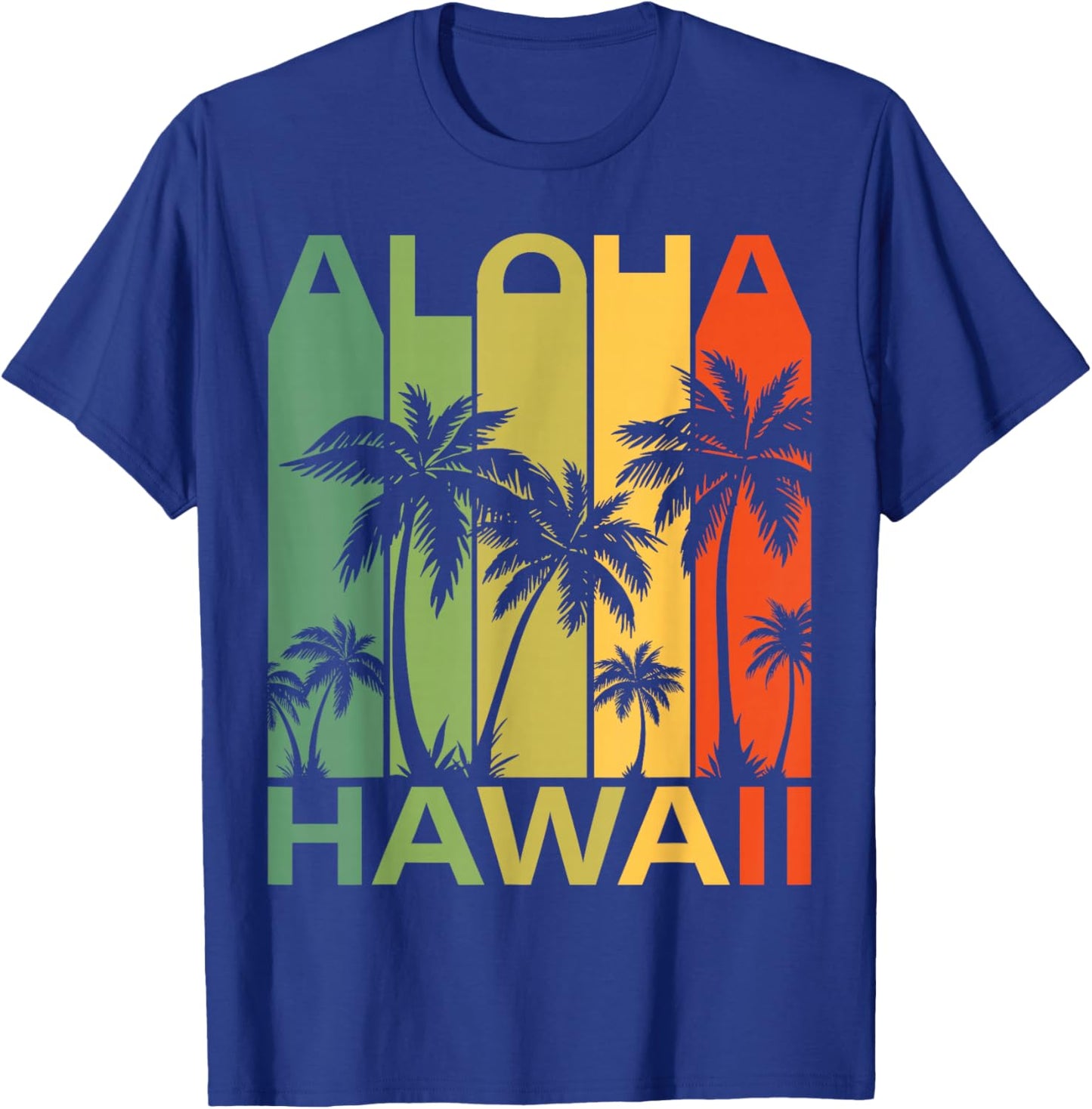 Aloha Hawaii Palm Tree Tropical Hawaiian Island Retro Surfer T-Shirt - T-Shirt | Royal