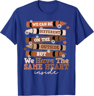 Black History Month Different Outside Same Heart Inside T-Shirt - T-Shirt | Royal