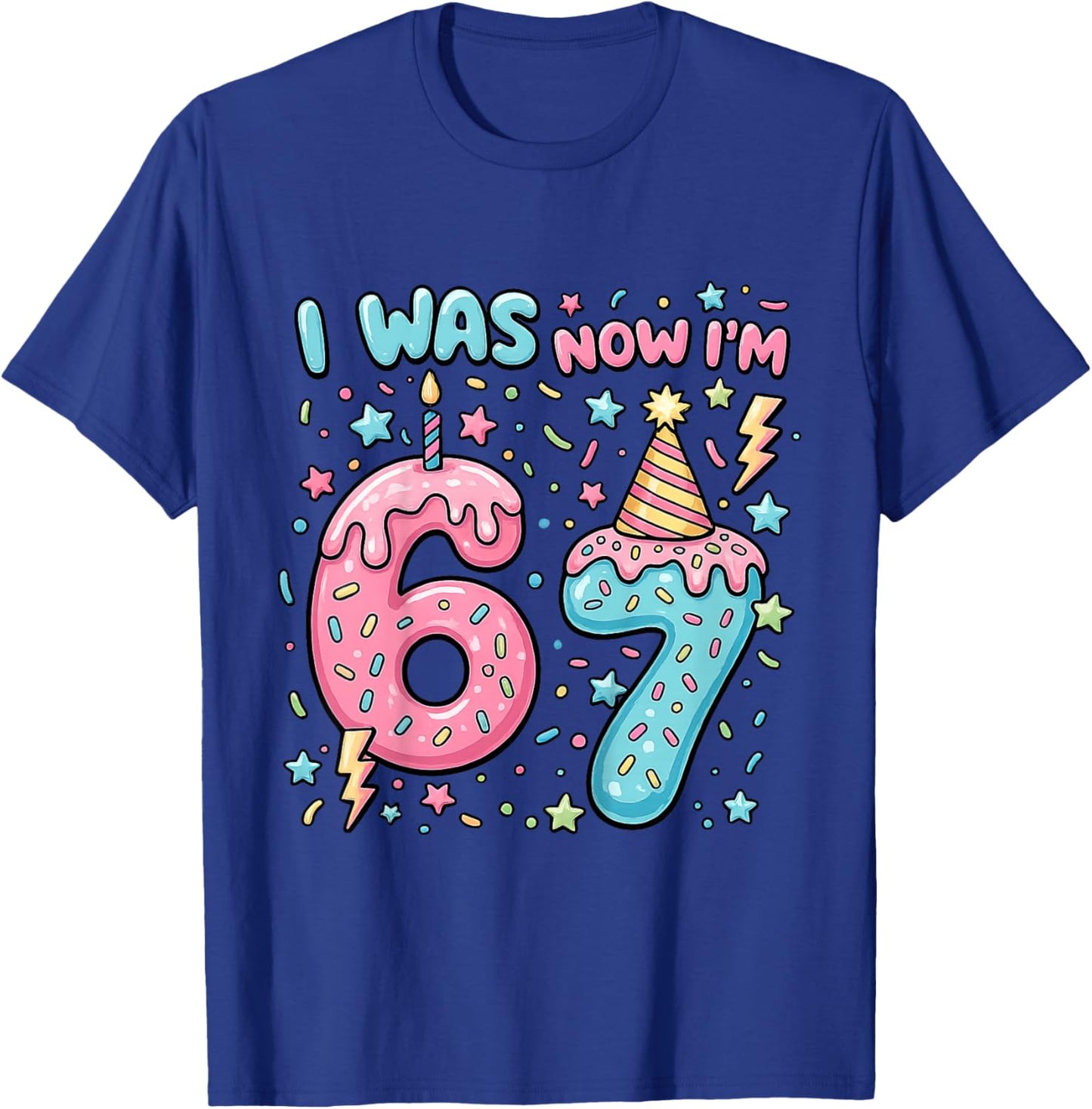 I was 6 Now Im 7 Birthday Shirt Dripping Style 7th Birthday T-Shirt - T-Shirt | Royal