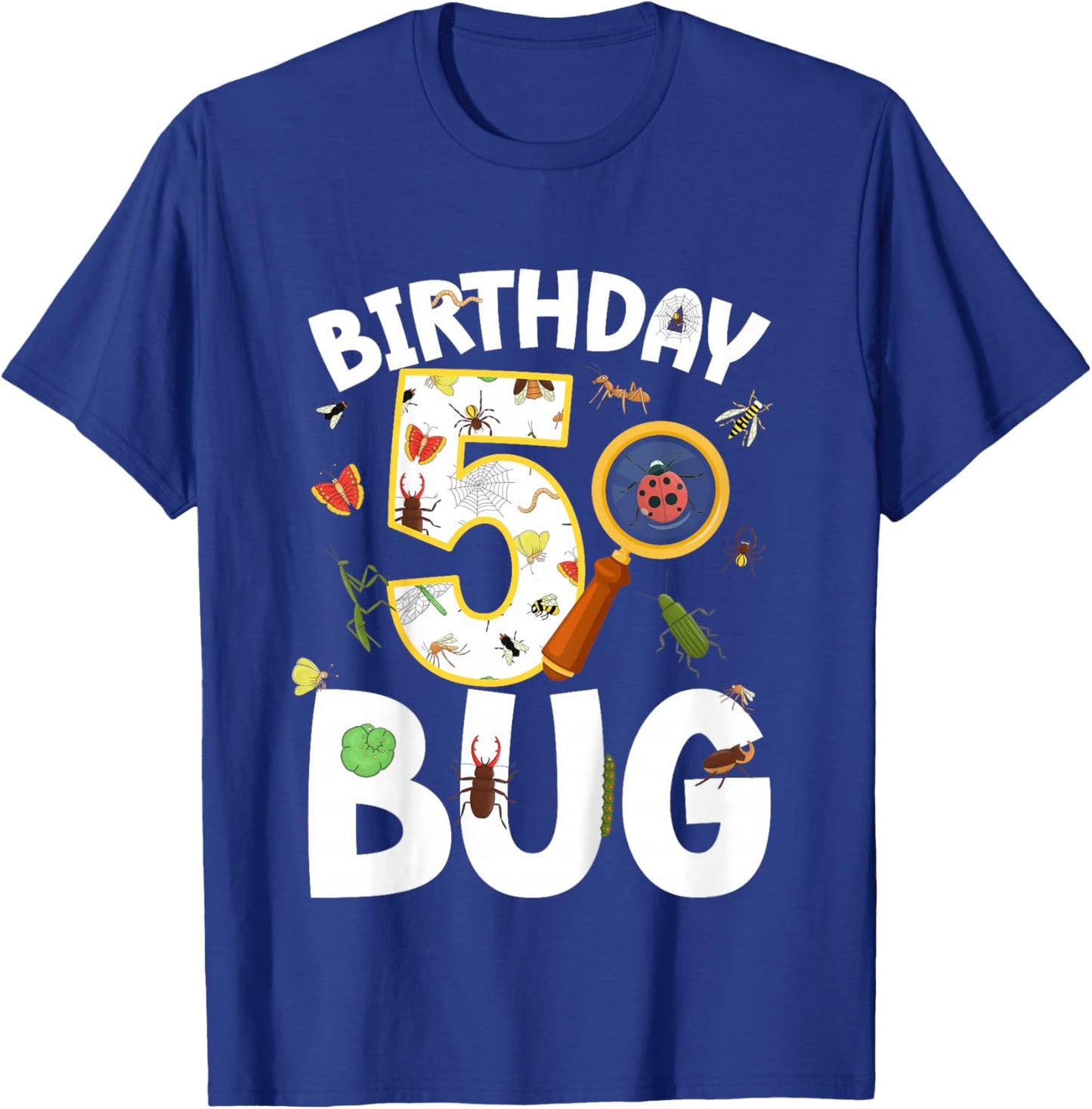 5th Bug Birthday Party 5 Year Old Bugs Birthday T-Shirt - T-Shirt | Royal
