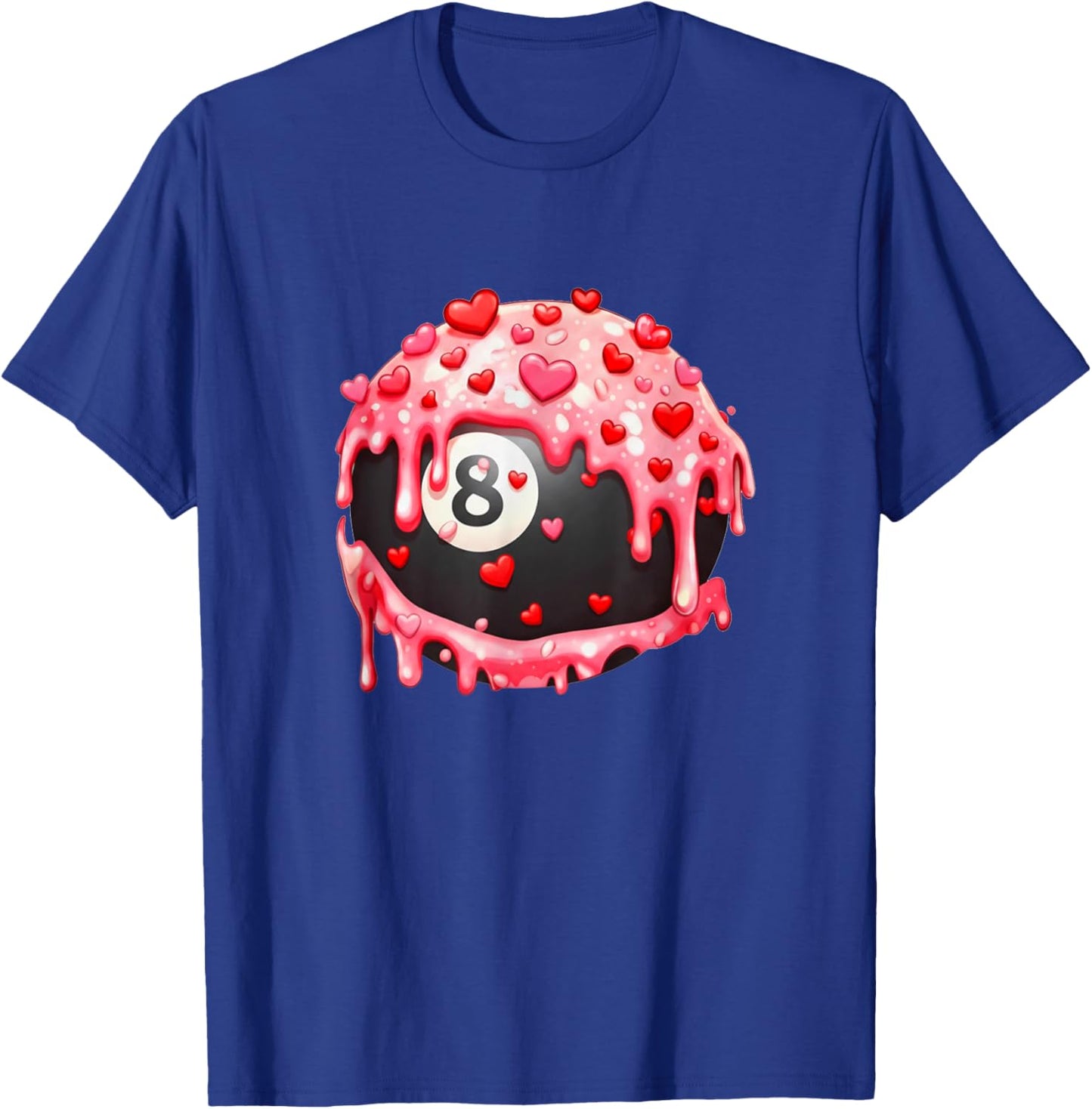Billiards Valentines Day Ice Cream Drip Heart Boys Girls T-Shirt - T-Shirt | Royal