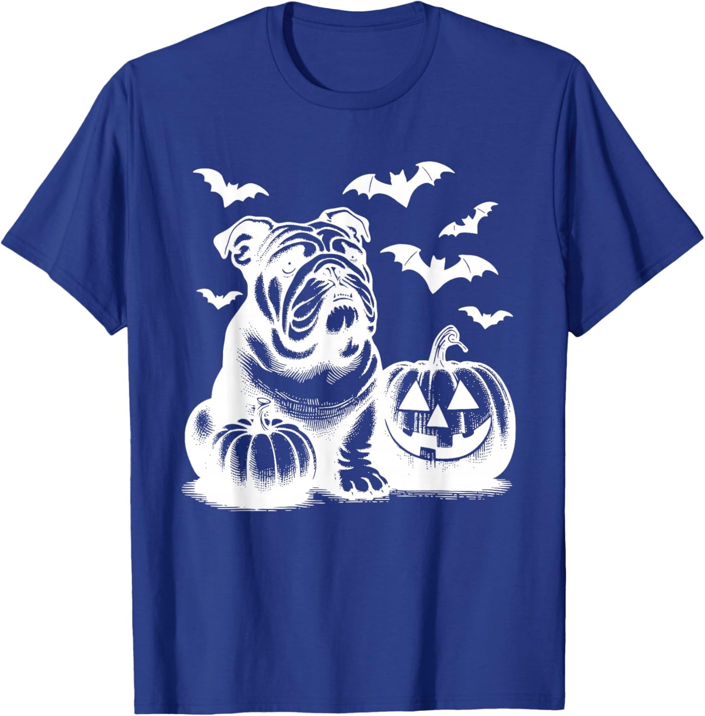 Halloween English Bulldog Pumpkin T-Shirt - T-Shirt | Royal