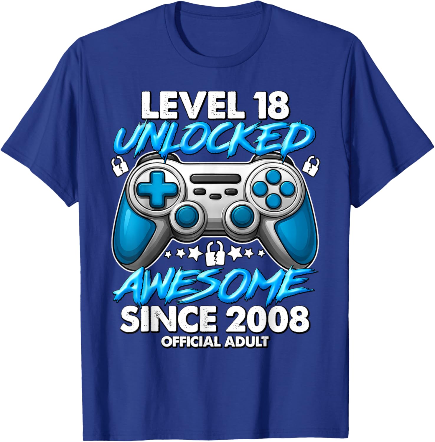 Official Adult Level 18 Unlocked Boys 18th Birthday Boy T-Shirt - T-Shirt | Royal