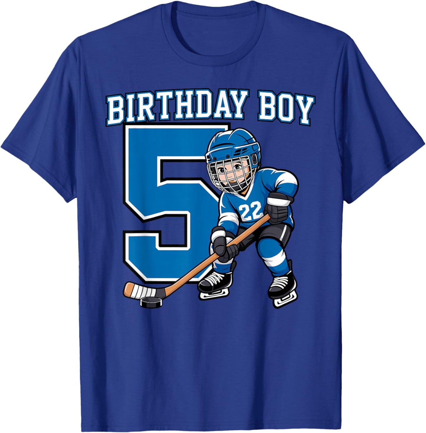 Ice Hockey 5 Years Birthday Boy 5th Bday Kids Hockey Party T-Shirt - T-Shirt | Royal
