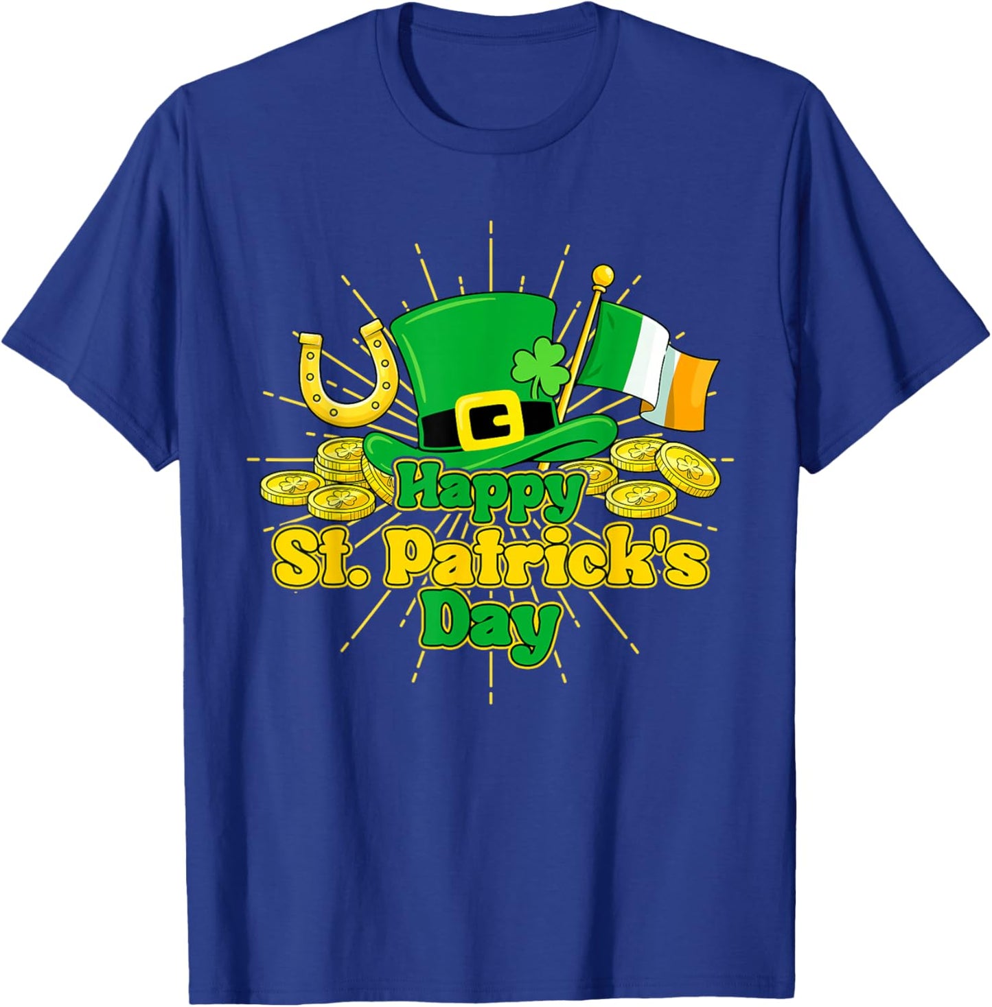 Happy St Patricks Day Green Irish Shamrock Men Women Kids T-Shirt - T-Shirt | Royal