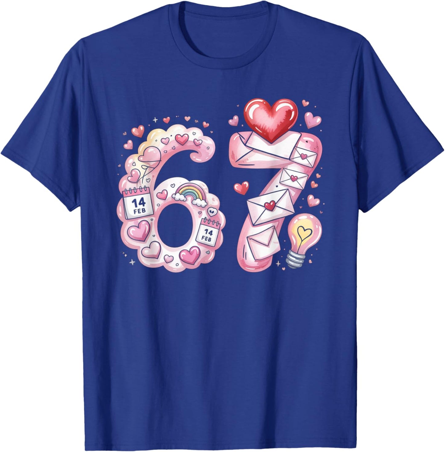 Cute 67 Hearts Number Six Seven Valentines Day Love Women T-Shirt - T-Shirt | Royal