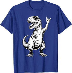 Dino Rock n Roll Rock Music Rock Dinosaur Men Women Kids T-Shirt - T-Shirt | Royal