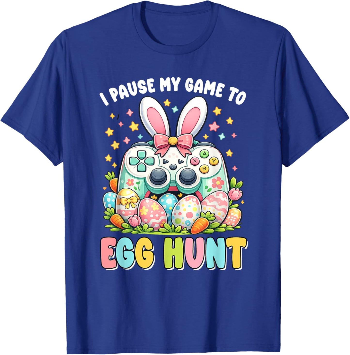 I Paused My Game to Egg Hunt Easter Funny Gamer Boys Kids T-Shirt - T-Shirt | Royal