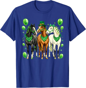St Patricks Day Horses Lover Shamrock Irish Men Women Kid T-Shirt - T-Shirt | Royal
