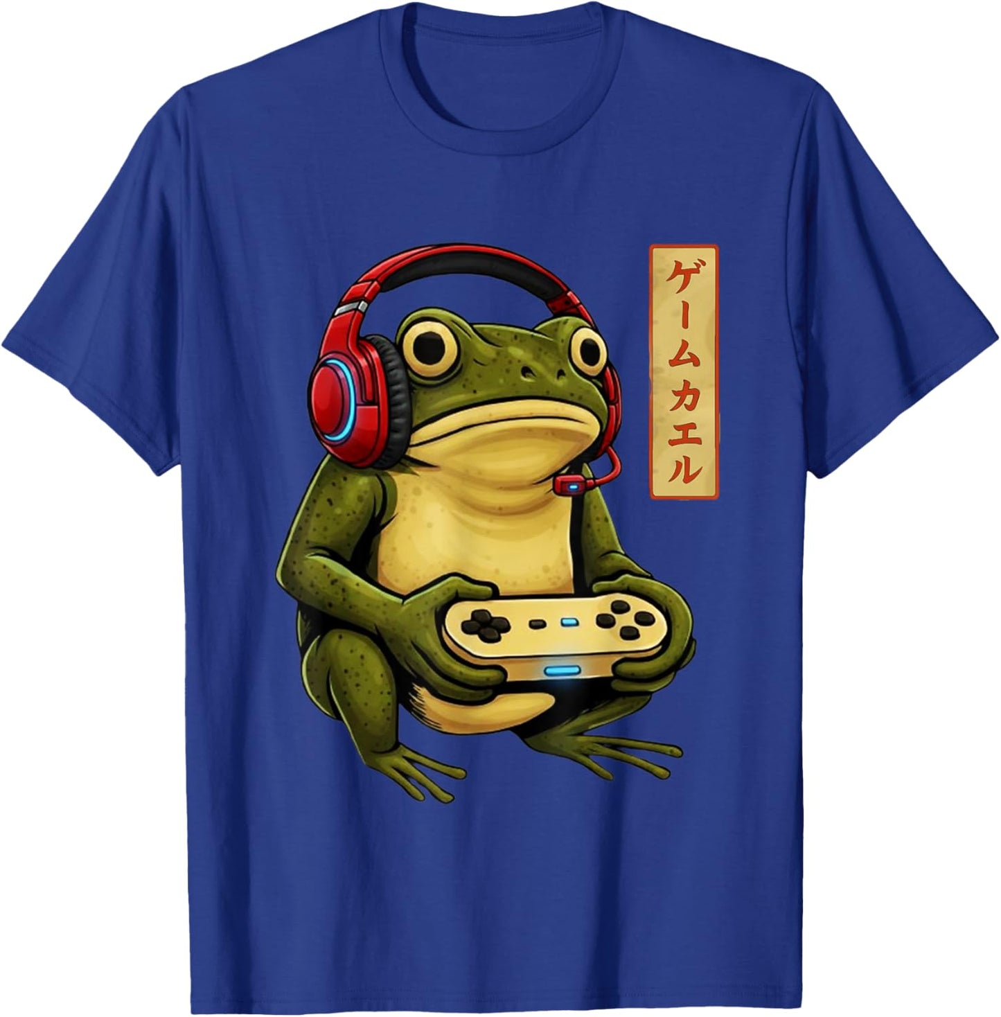 Funny Gamer Frog Vintage Gaming Japanese Art T-Shirt - T-Shirt | Royal