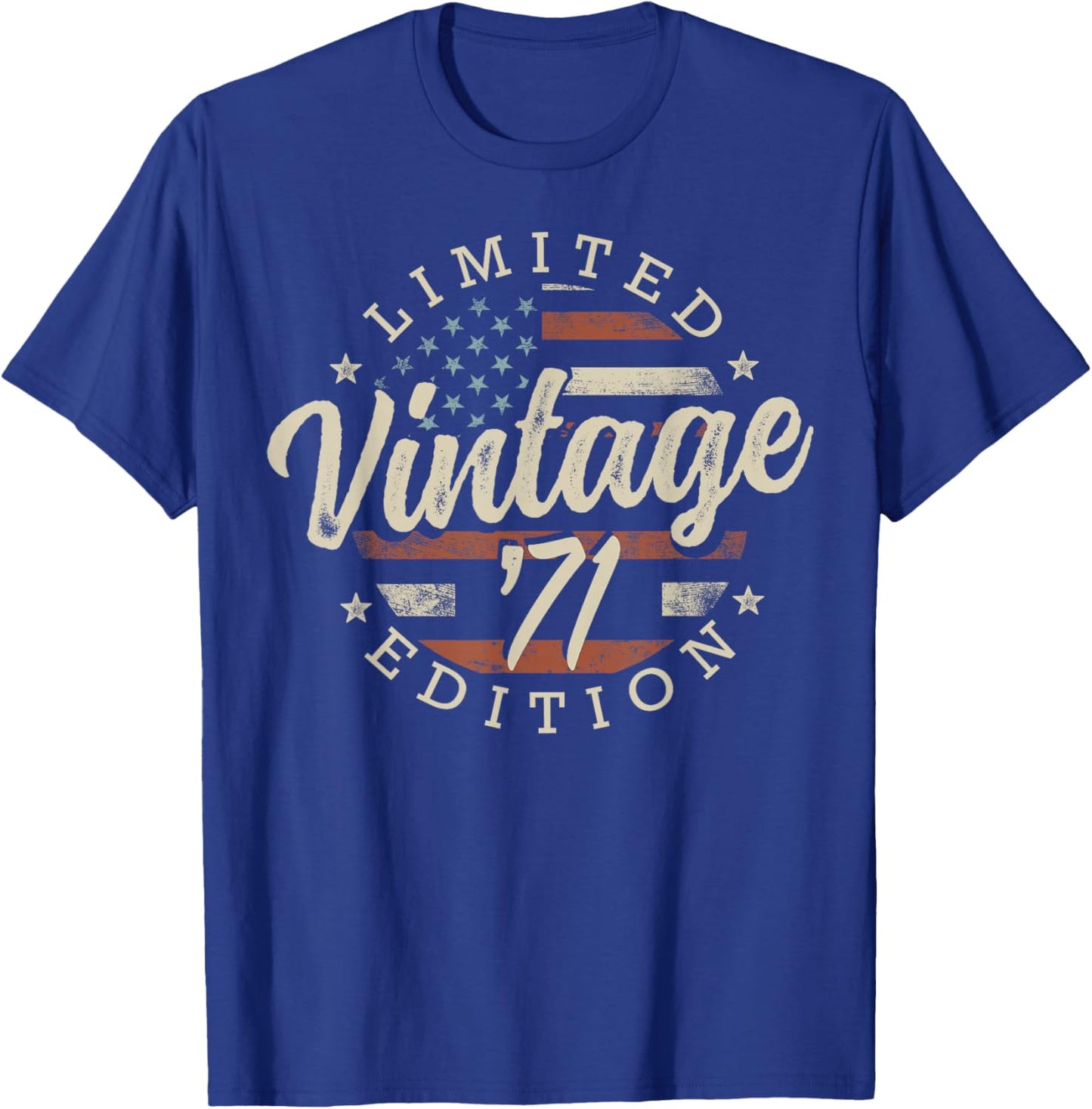 Vintage 1971 Limited Edition USA Flag 54th Birthday T-Shirt - T-Shirt | Royal