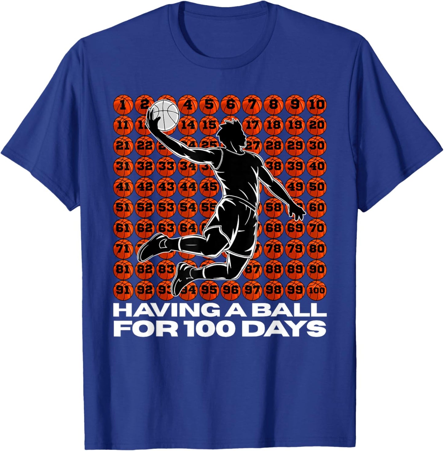 100 Days of School Retro Basketball Sport for Boys Teachers T-Shirt - T-Shirt | Royal
