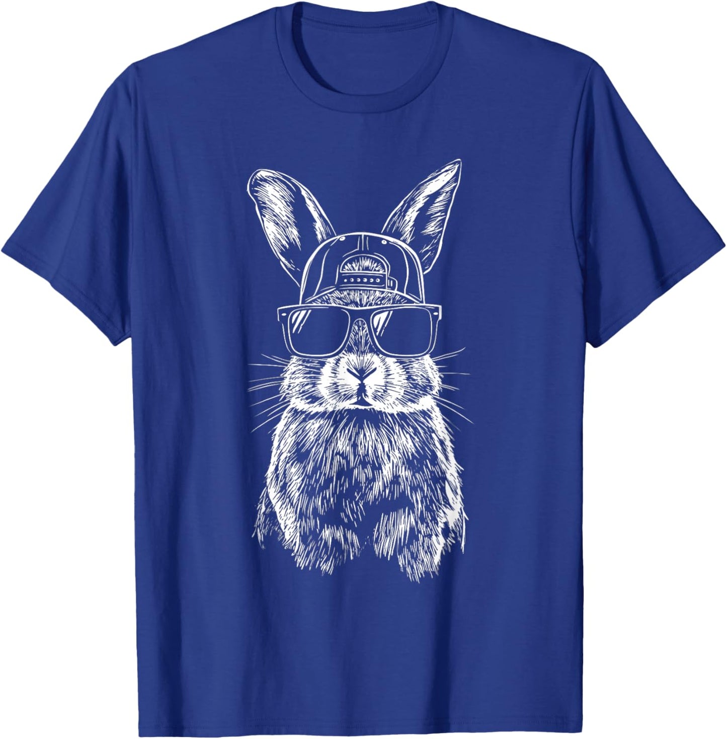 Bunny Face with Sunglasses Cap Easter Day for Boys Men Kids T-Shirt - T-Shirt | Royal
