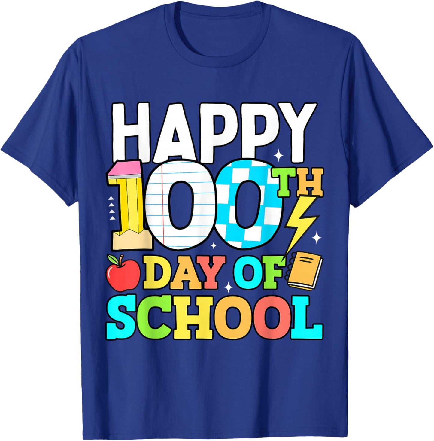 Happy 100 Days of School Teacher 100th Day of School Kids T-Shirt - T-Shirt | Royal