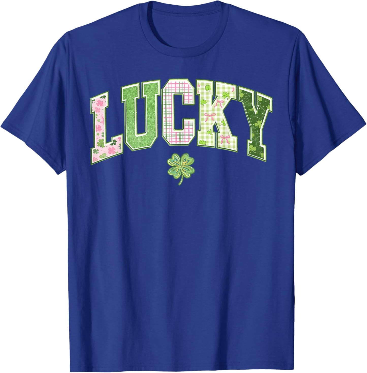 Lucky Shamrock Coquette Bow St Patrick's Day Girl Women T-Shirt - T-Shirt | Royal