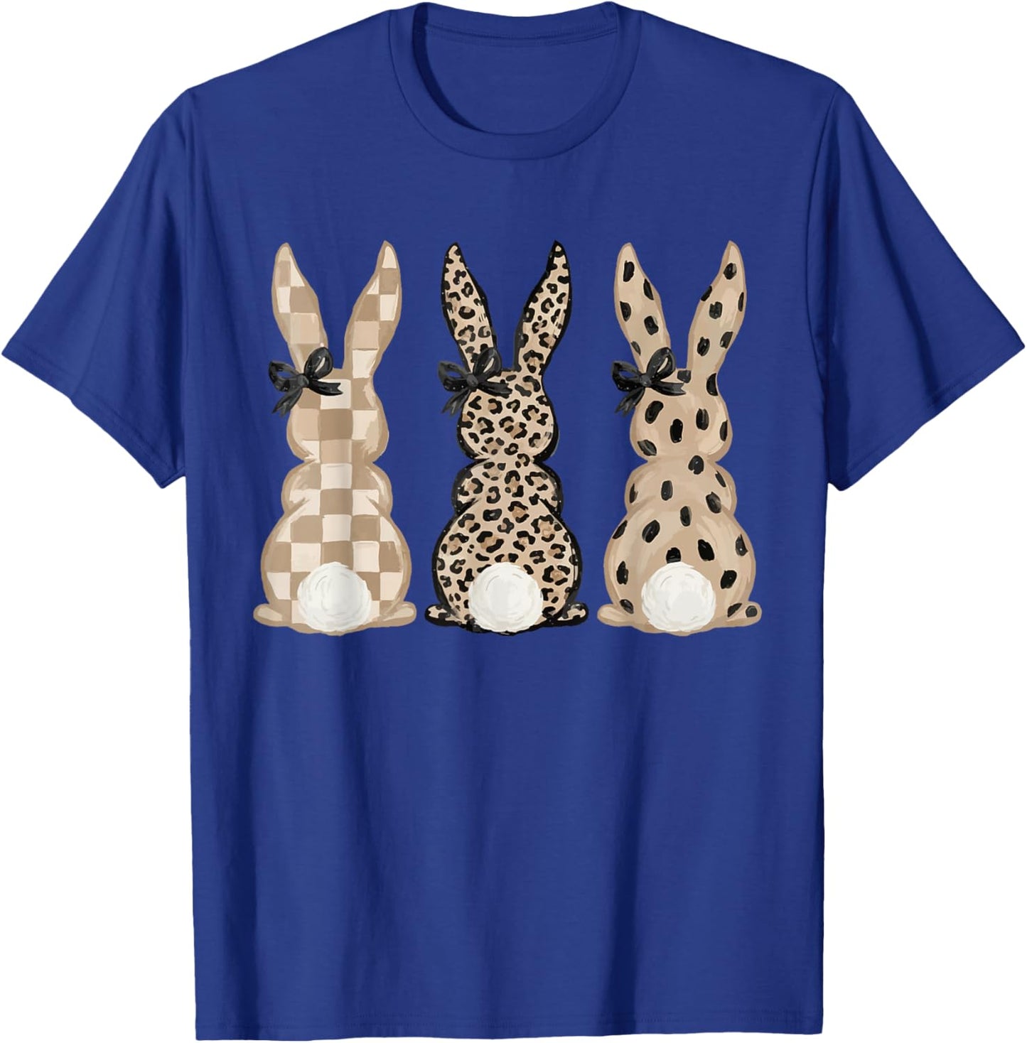 Retro Coquette Funny Easter Day Bunnies Bow Cute Bunny Girly T-Shirt - T-Shirt | Royal