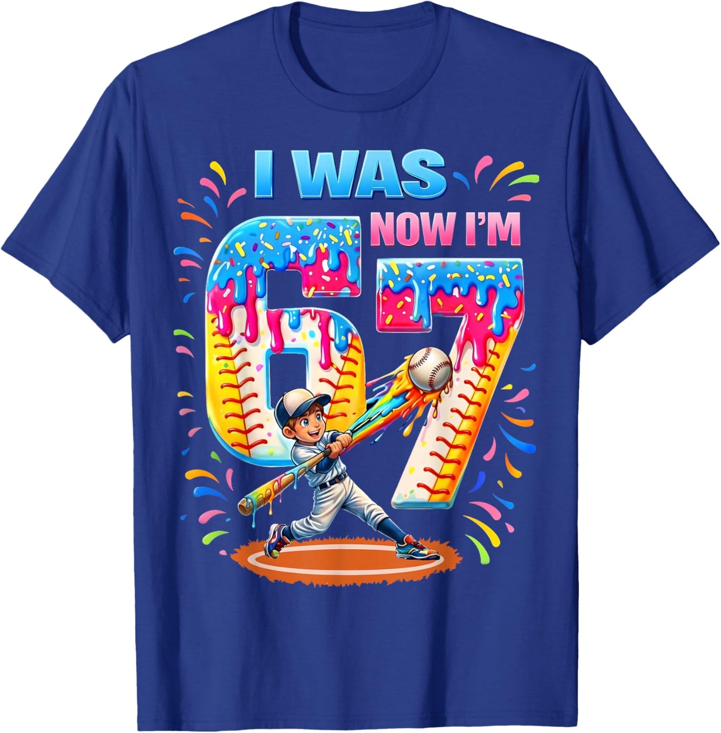 I was 6 Now I'm 7 Baseball Birthday Boy Gifts for Teens Kids T-Shirt - T-Shirt | Royal
