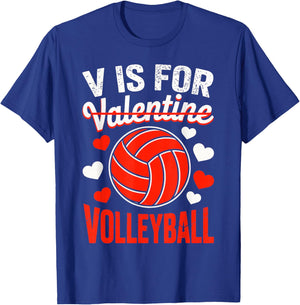 V is for Valentine Volleyball T-Shirt - T-Shirt | Royal