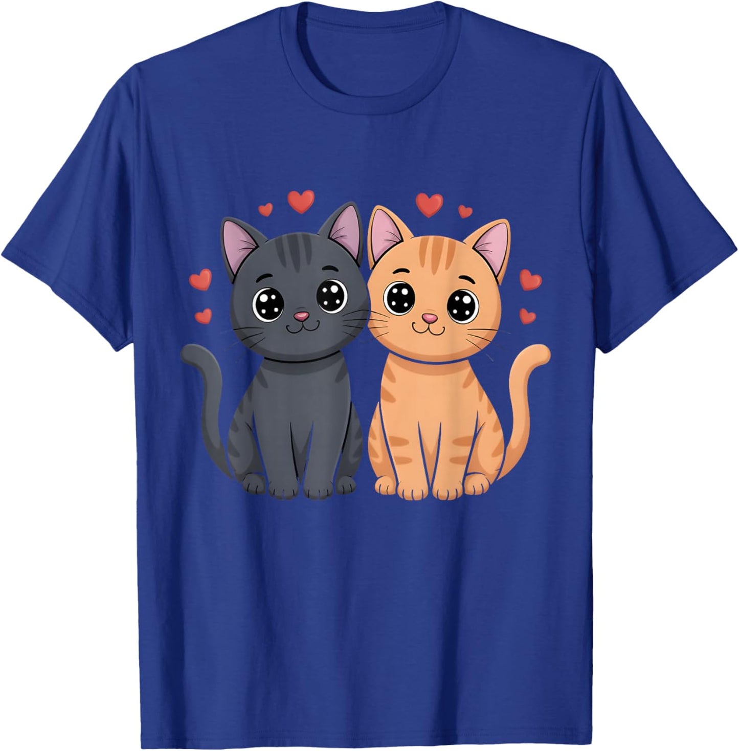 Black and Orange Cat Valentine Ginger Cat Valentine's Day T-Shirt - T-Shirt | Royal