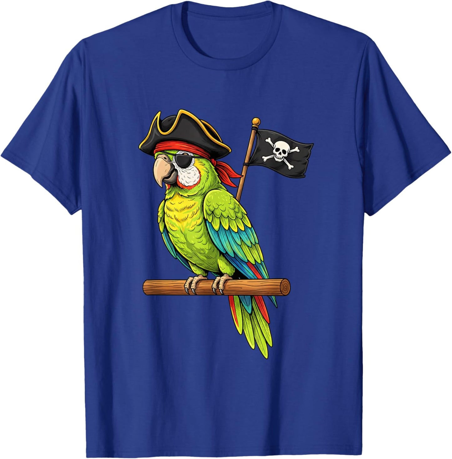 Bird Pirate Parrot Cartoon Swashbuckling Parrot T-Shirt - T-Shirt | Royal