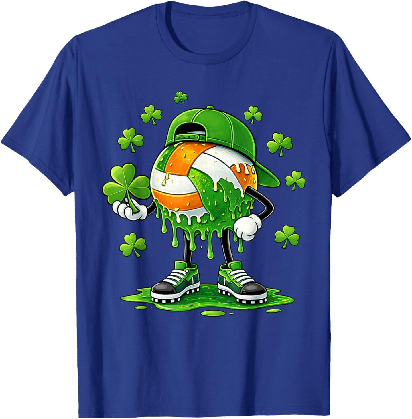 Volleyball St Patricks Day Boys Kids Sport Green Shamrock T-Shirt - T-Shirt | Royal