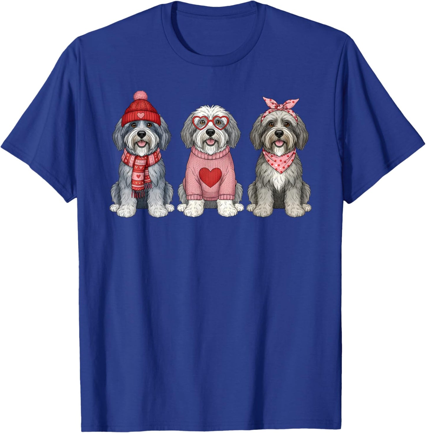 Cute Old English Sheepdog Valentine Dog T-Shirt - T-Shirt | Royal