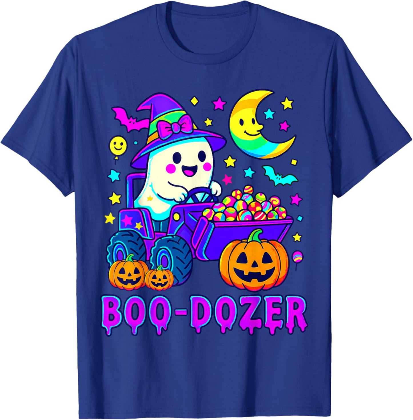 Boo Dozer Ghost Bulldozer Halloween Construction Trucks T-Shirt - T-Shirt | Royal