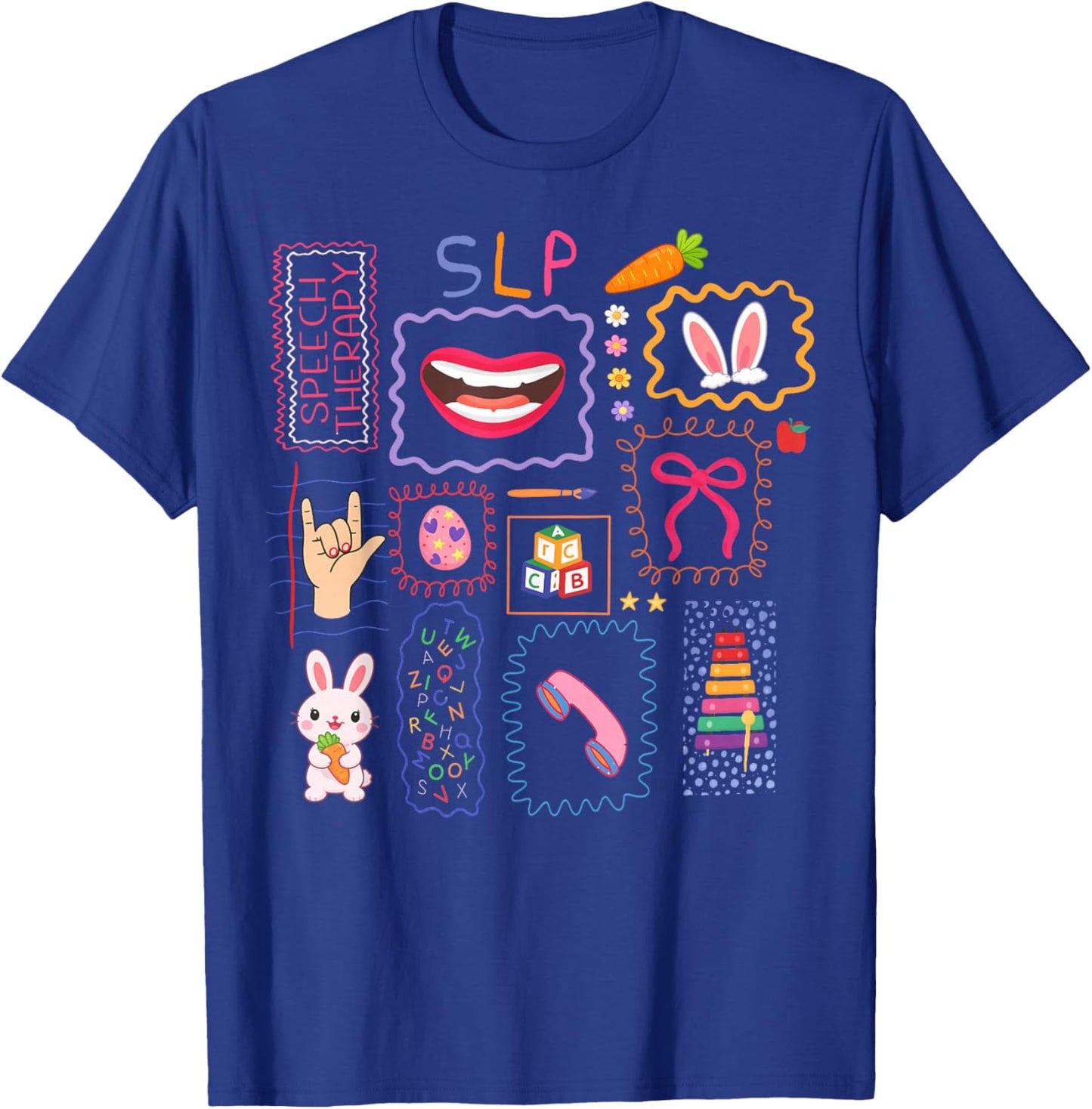 SLP Easter Speech Therapy Spring Speech Language Pathology T-Shirt - T-Shirt | Royal