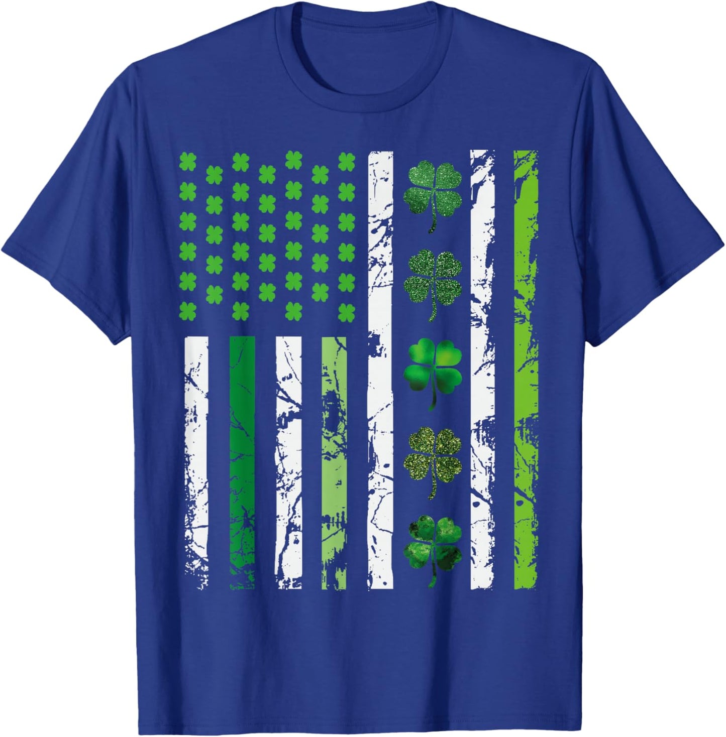 US American Flag Shamrocks St Patricks Day Vintage T-Shirt - T-Shirt | Royal