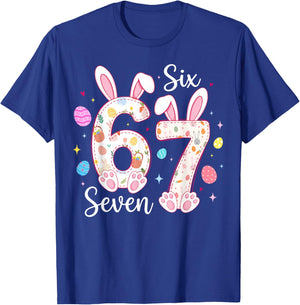 Six Seven 67 Bunny Rabbit for Kids Girls Boys Easter Day T-Shirt - T-Shirt | Royal