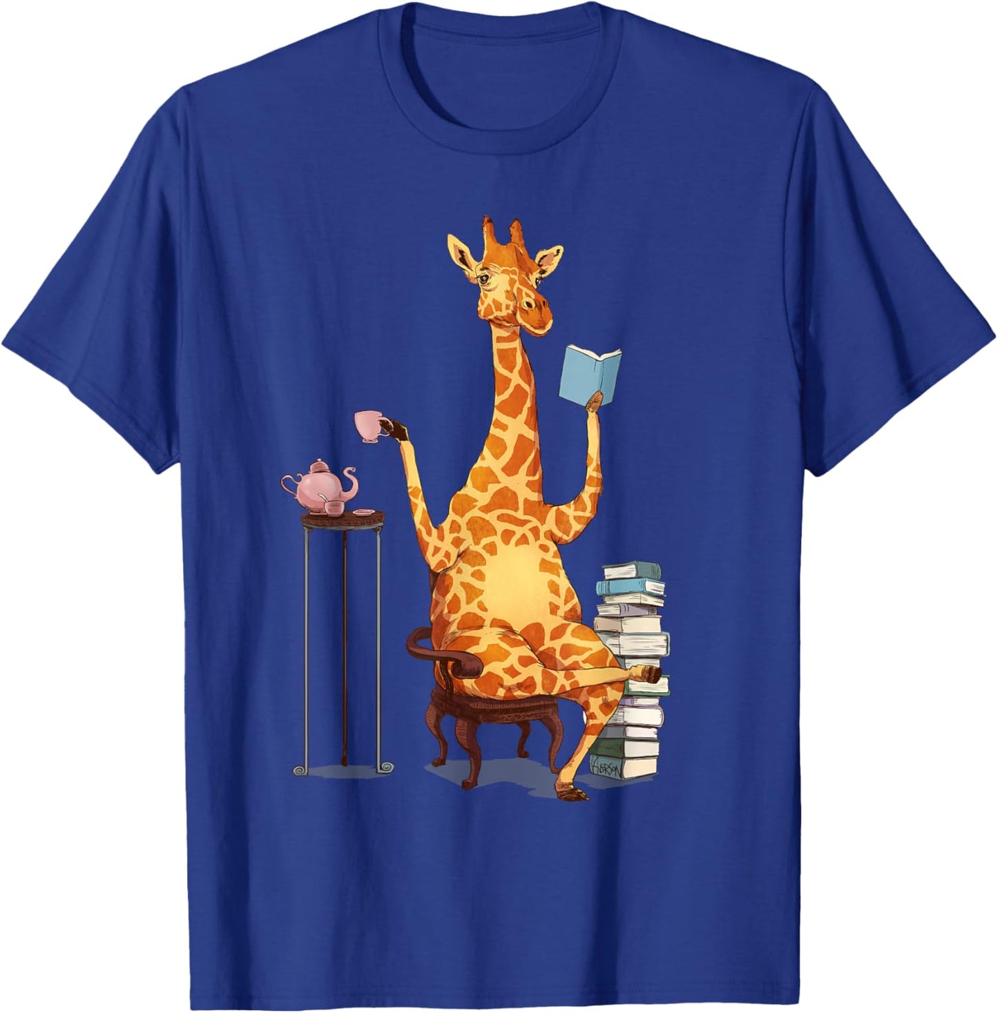 Kawaii Cute Giraffes, Books and Tea Women's T-Shirt - T-Shirt | Royal
