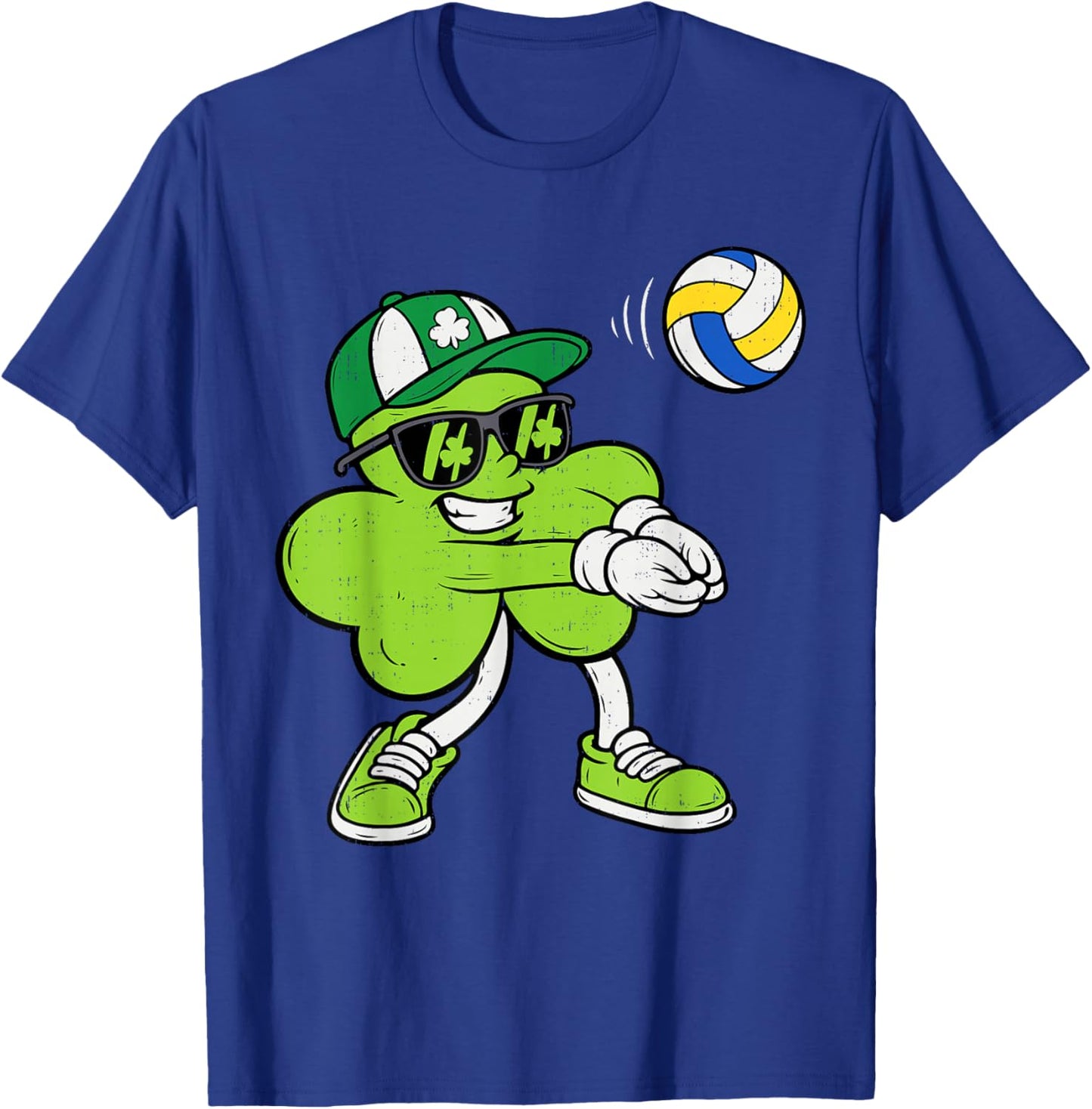 Volleyball Saint Patricks Day Boys Kids Sport Green Shamrock T-Shirt - T-Shirt | Royal