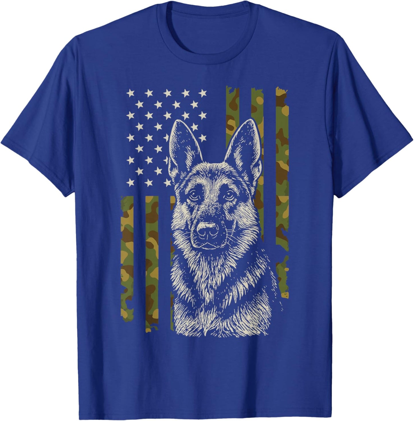 German Shepherd US Flag T-Shirt - T-Shirt | Royal
