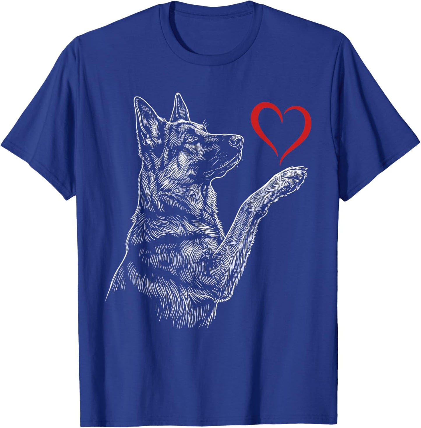 German Shepherd Lover Dog Art Holding Heart Valentines T-Shirt - T-Shirt | Royal